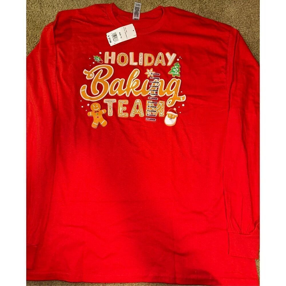 Gingerbread Man Christmas Holiday long Sleeve T-shirt XL NWT